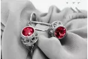 Sterling silver 925 Ruby Earrings Vintage Jewlery vec117s